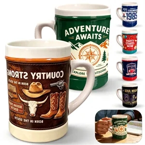 15Oz Full Color Glossy Ceramic Coffee Mug W/ Handle