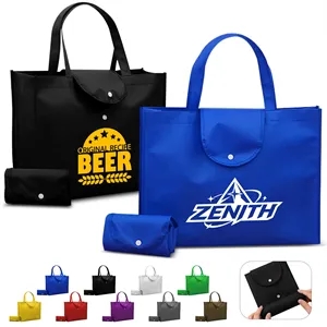 Foldable Non Woven Shopping Tote Bag W/ Snap Strap