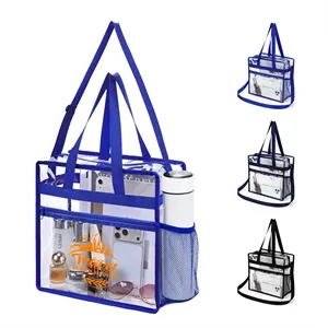 Clear Tote Bag with Zip Pocket and Shoulder Straps