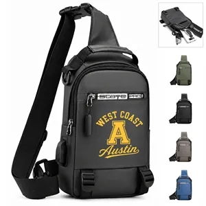 Lightweight Waterproof Crossbody Sling Bag W/ USB Port
