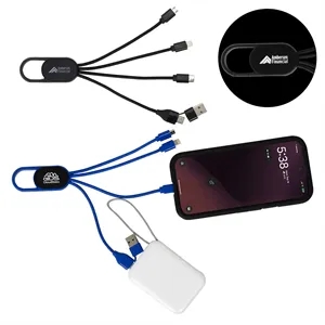 Hex 6-in-1 Light-Up Charging Cable with Carabiner Clip and R