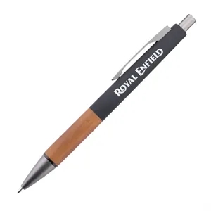 Hertel Rubberized Clicker Ballpoint Pen w/Wood Grip