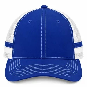 Port Authority Two-Stripe Snapback Trucker Cap.