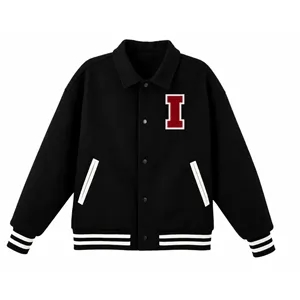 Unisex Chenille Patch Varsity Letterman Jacket with Collar