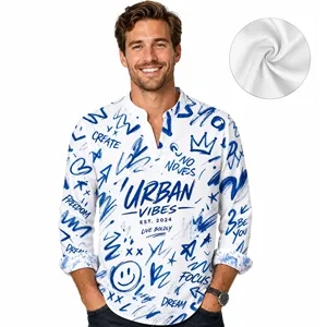 Full Color V Neck 3/4 Sleeve Casual Mens T Shirts