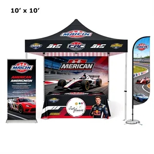Aluminum Frame Event Tent With Wall, Throw, Banner & Flag
