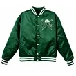 Unisex Satin Baseball Jacket Striped Design & Chenille Patch | https://www.bestnamebadges.com