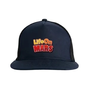 Custom Embroidery 5 Panel Flat Brim Mesh Trucker Cap