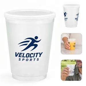 12Oz Frosted Clear Disposable Plastic Cup W/ Lid