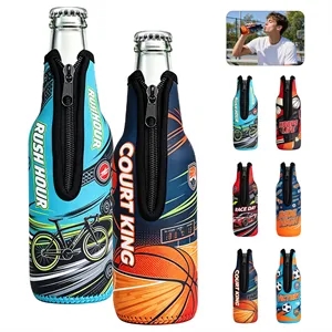 Neoprene Insulated Beer Bottle Sleeve W/ Zipper