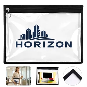 Clear PVC Zippered Travel Makeup Bag Pouch 10"x13"