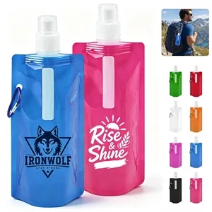 16Oz Outdoor Collapsible Water Bottles W/ Carabiner