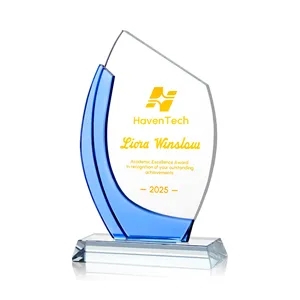 Blue Accent Crystal Award Trophy