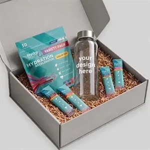 Hydration Gift Set - 18 oz Glass Bottle & Electrolytes
