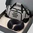 Custom Travel Gift Set - 21" Weekender Duffle & Neck Pillow | https://www.bestnamebadges.com