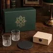 Whiskey Gift Set - Rocks Glasses, Slate Coasters & Wood Box  | https://www.bestnamebadges.com