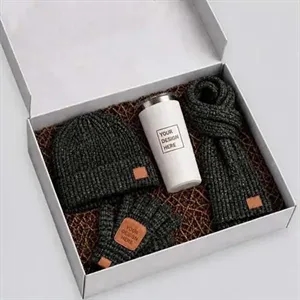 Winter Gift Set - Hat, Gloves, Scarf & 22 oz Copper Tumbler