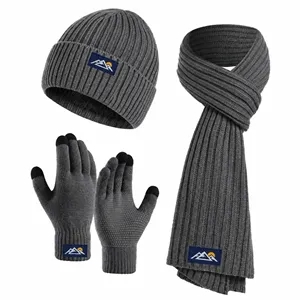 Winter Knitted Beanie Hat, Scarf & Gloves Set