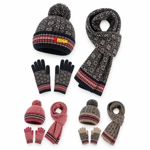 3 Piece Winter Fleece Set - Warm Beanie, Gloves & Scarf