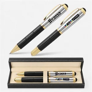 TiTUS® Luxury Silver Ballpoint & Rollerball Duo Gift Box