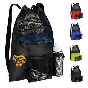40L RPET Mesh Swim Backpack with Barrel-Lock Drawcord