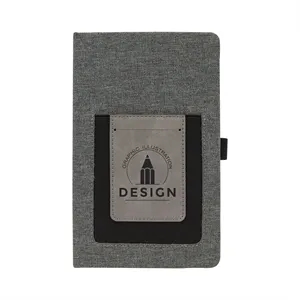Gray Leatherette Journal with Cell/Card Slot
