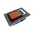 Gray w/Rawhide Leatherette Journal with Cell/Card Slot | https://www.bestnamebadges.com