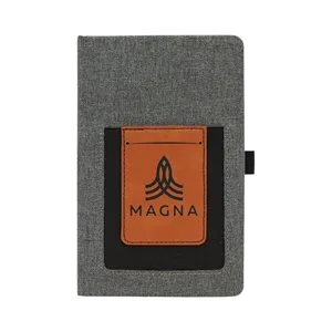 Gray w/Rawhide Leatherette Journal with Cell/Card Slot