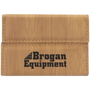 Laserable Bamboo Leatherette Business Card Holder