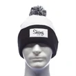 Fuji Two-Tone Patch Pompom Beanies | https://www.bestnamebadges.com