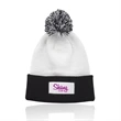 Fuji Two-Tone Patch Pompom Beanies | https://www.bestnamebadges.com
