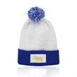 Fuji Two-Tone Patch Pompom Beanies | https://www.bestnamebadges.com