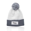Fuji Two-Tone Patch Pompom Beanies | https://www.bestnamebadges.com