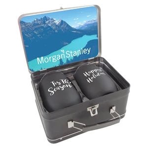 Matte Black Retro Lunchbox + Double 12oz Rubberized Finish S | https://www.bestnamebadges.com