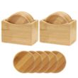 5 Piece Bamboo Coaster Set With Stand | https://www.bestnamebadges.com