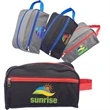 Two-Tone Travel Toiletry Bag with Colored Handle & Zipper | https://www.bestnamebadges.com
