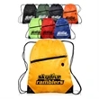 Sport Drawstring Backpack Bag With Front Zipped Pocket | https://www.bestnamebadges.com