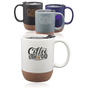 13 oz. Barista Ceramic Custom Mug with Cork Bottom | https://www.bestnamebadges.com