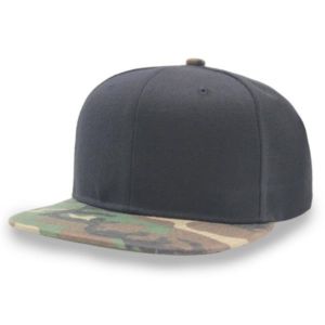 Camo snapback flat bill cap