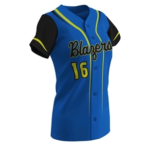 Girl's Faux Full-Button Short Sleeve Baseball Jersey
