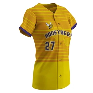 Women's Full-Button Short Sleeve Baseball Jersey