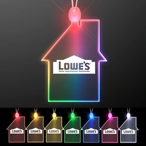 Imprinted House Light Up Acrylic Necklace with Green LED
