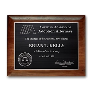 Etch/Antiqued Plaq - Walnut Rolled Edge | https://www.bestnamebadges.com