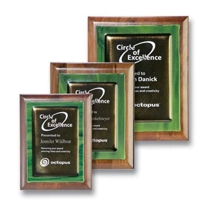 Metallic Fusion Plaque - Walnut/Green | https://www.bestnamebadges.com