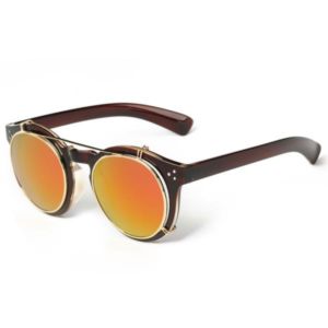 Steampunk Removable Lens Round Mirrored Sunglasses