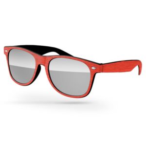 Retro Brushed Wood Mirrored Split Lenses Sunglasses