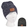 Knit Beanie With Leather Tag | https://www.bestnamebadges.com
