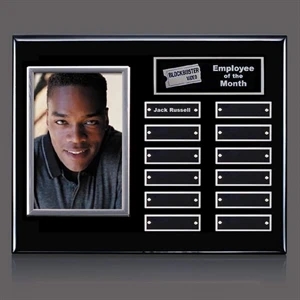 Photo (Vert) P/Plaque - Black/Silver | https://www.bestnamebadges.com