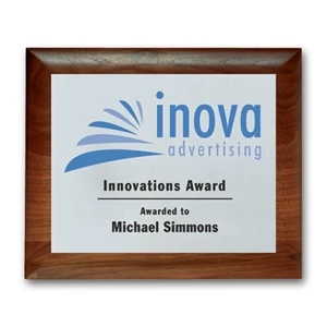 Screenprint Aluminum - Walnut Rolled Edge | https://www.bestnamebadges.com