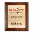 Screenprint Brass - Walnut Rolled Edge | https://www.bestnamebadges.com